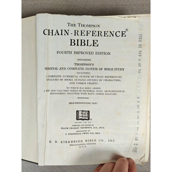 The Thompson Chain-Reference Bible KJV 4th Improved Edition Kirkbride 1953 - Picture 3 of 10